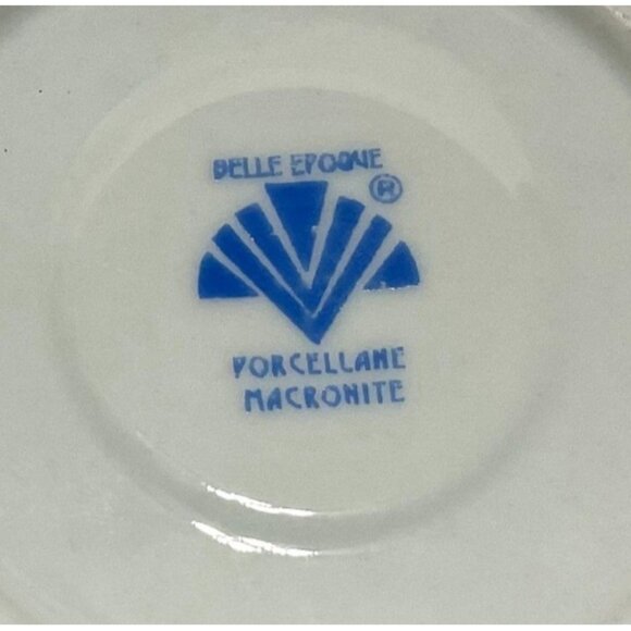 Bell Epoque China Tea Cup & Saucer Set of 4 Blue Corn Flowers Porcellane Macroni - Picture 6 of 6